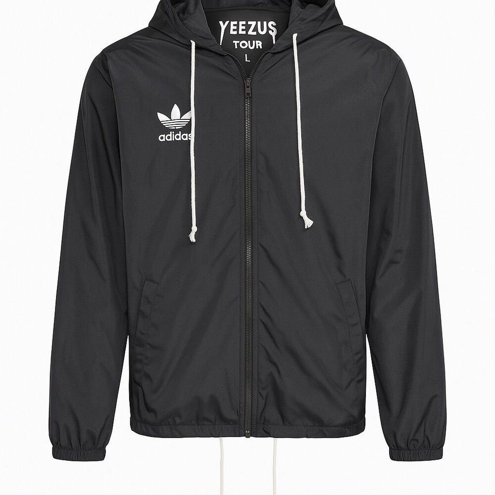 Adidas Yeezus Tour Windbreaker Jacket Black Zip Up Hooded Men’s Size Large